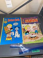 Photo of two Richie Rich comic books, one titled Richie Rich and the other Richie Rich Diamonds, both in protective sleeves.