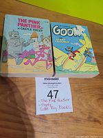 Two Little Big Books side by side, titles The Pink Panther at Castle Kreep and Goofy in Giant Trouble, both in fair condition.