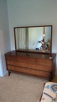 Frontal view of dresser with mirror attached