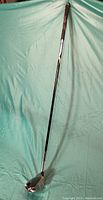 Full length photo of the golf club showing silver clubhead and black shaft.