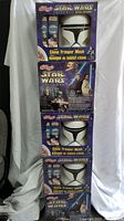 Five sealed Kellogg's Star Wars Episode II cereal boxes stacked, each featuring Clone Trooper Masks.