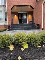 Installed Hollandstone walkway in straight herring bone pattern at front entrance