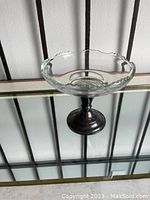 Candy dish with frosted glass bowl and sterling silver base.