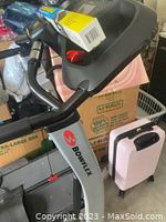 View of Bowflex TreadClimber 10 treadmill console and part of the frame with the Bowflex logo visible.