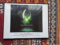 Full view of framed ALIEN lithograph poster showing overall condition and artwork