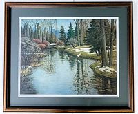 Framed and matted landscape print showing the entire artwork and frame front, with visible signature and edition number.