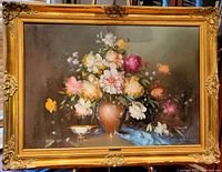 Full view showing painting, frame and attached picture light