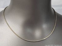 Front view of the sterling silver box chain necklace displayed on a neck form showing the chain length and design.