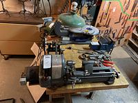 Front view of Craftsman lathe showing headstock, chuck and bed