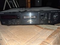 Front view of the Sony stereo cassette deck showing the cassette slot and control buttons.