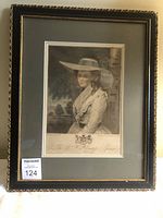 Full view of the framed engraving showing the portrait of Georgiana, Countess Spencer, including frame and matting.