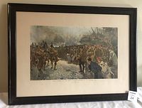 Front view of the framed historical print showing the entire artwork and frame.