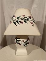 Ceramic table lamp with floral painted design and matching shade