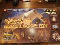 Box of Lego Mindstorms Star Wars Droid Developer Kit #9748 showing exterior with Star Wars themed graphics and kit name.