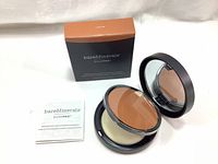 New bareMinerals BarePro Performance Wear Powder Foundation compact in CHAI 26 shade with mirror, sponge applicator, and original box shown from an angle.