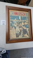 Front view of the framed Toronto Sun newspaper front page celebrating Dave Stieb's no-hitter on September 3, 1990.