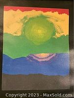 Canvas print showing a stylized sunset with color bands and a glowing central sun area, unframed