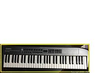 Top view of the Roland Edirol PCR-M80 showing 61 keys and control knobs/sliders/buttons on top panel.
