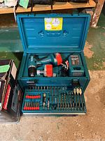 Opened Makita case showing all kit components