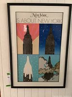 Front view of the framed Milton Glaser lithograph showing the art and text
