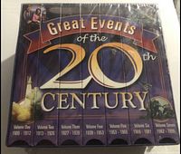 Front view of the sealed VHS box set 'Great Events of the 20th Century' showing the boxed volumes from 1900 to 1995