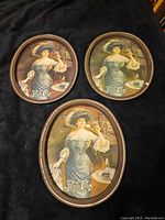 Three oval Pepsi Cola trays featuring a vintage woman holding a glass of Pepsi