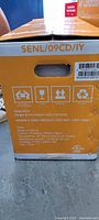 Box for the indoor unit of the Senl 9000 BTU mini split air conditioner model SENL/09CD/IY showing specifications, including dimensions, voltage 115V, weight 19.6 kg (43.22 lbs), and certification marks.