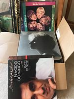 Box of vinyl records including The Association and Barbara Streisand albums
