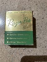 Original Razor-Pak box showing vintage design and contents listed