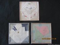 Three boxes of vintage ladies handkerchiefs shown together, displaying overall lot contents and packaging