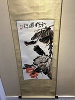 Full view of hanging scroll showing painting and silk mount