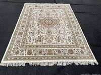 Full view of area rug laid flat showing overall design and dimensions