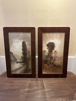 Both pastel landscapes in mahogany frames