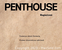 Close-up image showing the Penthouse magazine logo with adult content warning text.