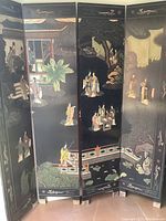 Front view of entire 4-panel screen showing full painted design