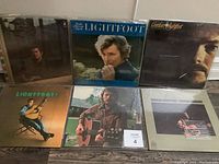 Six Gordon Lightfoot vinyl albums laid out showing front cover artwork.