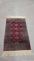 Full view of carpet runner showing tassels and detailed pattern