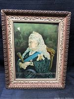 Full view of framed Queen Victoria picture showing ornate frame detail and entire image