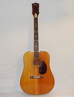 Front view of the Kay K6100 Country guitar showing the flat-top dreadnought body with pickguard, natural wood finish, and fretboard with dot inlays.