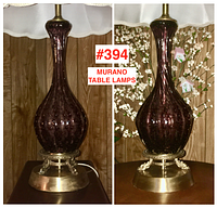 Split-view of one Murano glass lamp body and base from two angles