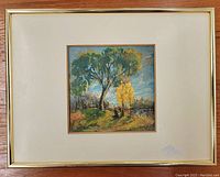 Framed oil painting showing the full artwork and frame with a light mat border.