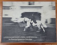 Front view of the Lipizzaner horse book cover showing a horse and rider with blurred motion effect in black and white.