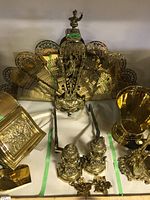 Overview of all fireplace accessories laid out