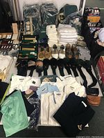 Overview of all items: bag covers, towels, shoes, head covers, shirts, putter kits
