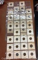 Three pages of US pennies in white coin holders, arranged in plastic sleeves, showing various dates from 1919 through the 1960s.
