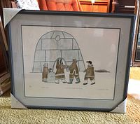 Full frontal view of framed print with protective corner covers