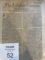 Close-up front side of The London Gazette newspaper issue dated May 2-6, 1678, showing full text and title, printed on high-quality cotton and linen fiber paper.