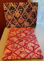 Two Vera Bradley ribbon photo boards: one with a brown/pink/purple floral pattern, one with a hot pink paisley pattern.