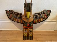 Front view of totem pole with wings attached