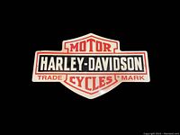 Front view of the Harley Davidson metal sign showing the logo and colors.